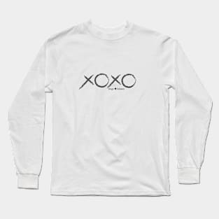 XOXO: Hugs and Kisses in Charcoal on Pink Long Sleeve T-Shirt